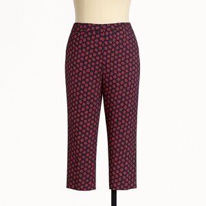 Talbots Ladybug Pants Heritage Collection Size 14 Navy Red Cropped Flat Front